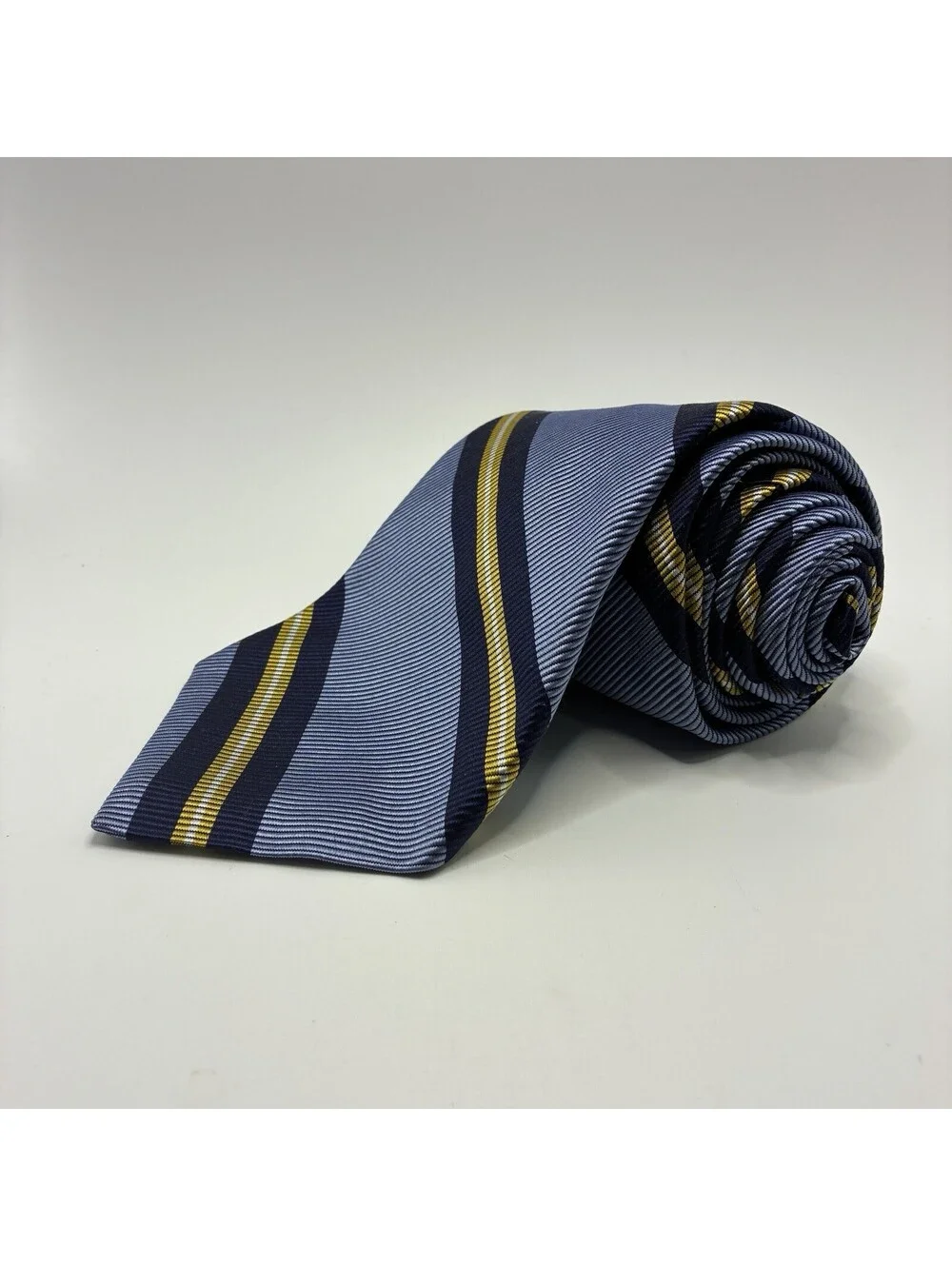 Lauren Ralph Lauren Vintage VTG Repp Stripe Neck Tie Silk Cotton USA Blue Gold